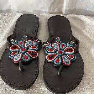 Bear Paw beaded flip flops size 40/9